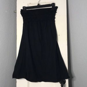 Black strapless mini dress